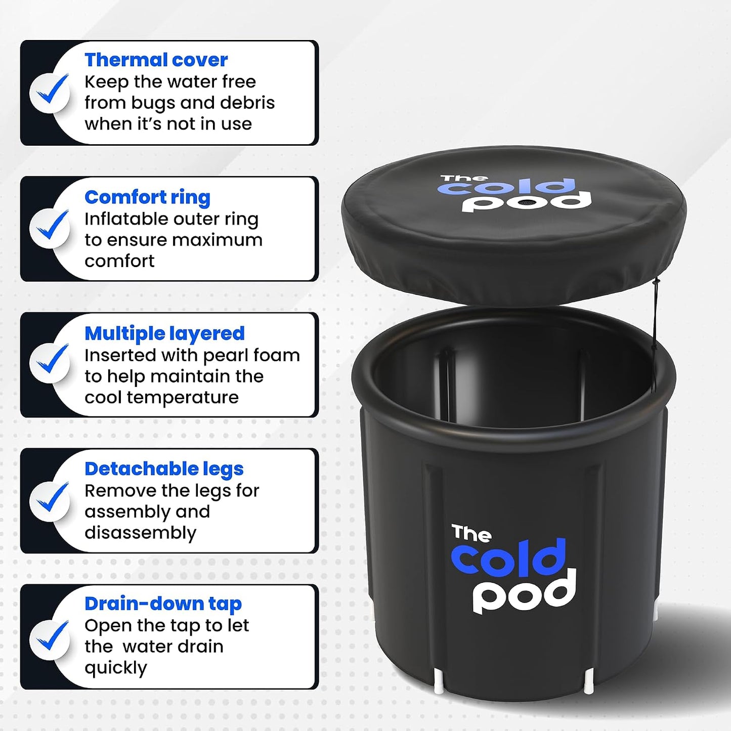 Premium Ice Bath Tub with Cover - 88 or 116 Gallon Cold Plunge