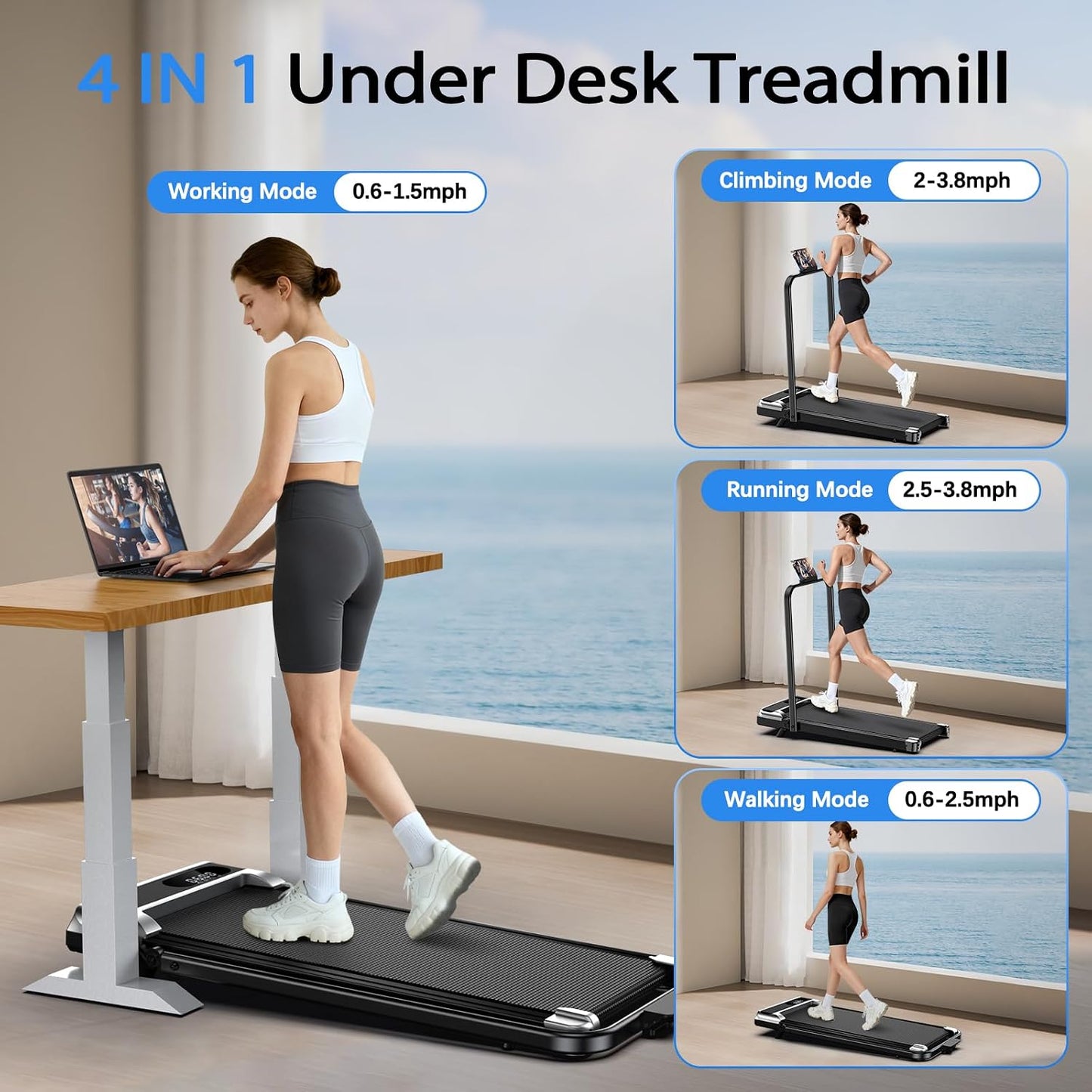 Portable Foldable Treadmill for Home & Office | 300 LBS Capacity