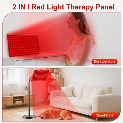 Red Light Therapy Panel with Stand - 660nm & 850nm LEDs
