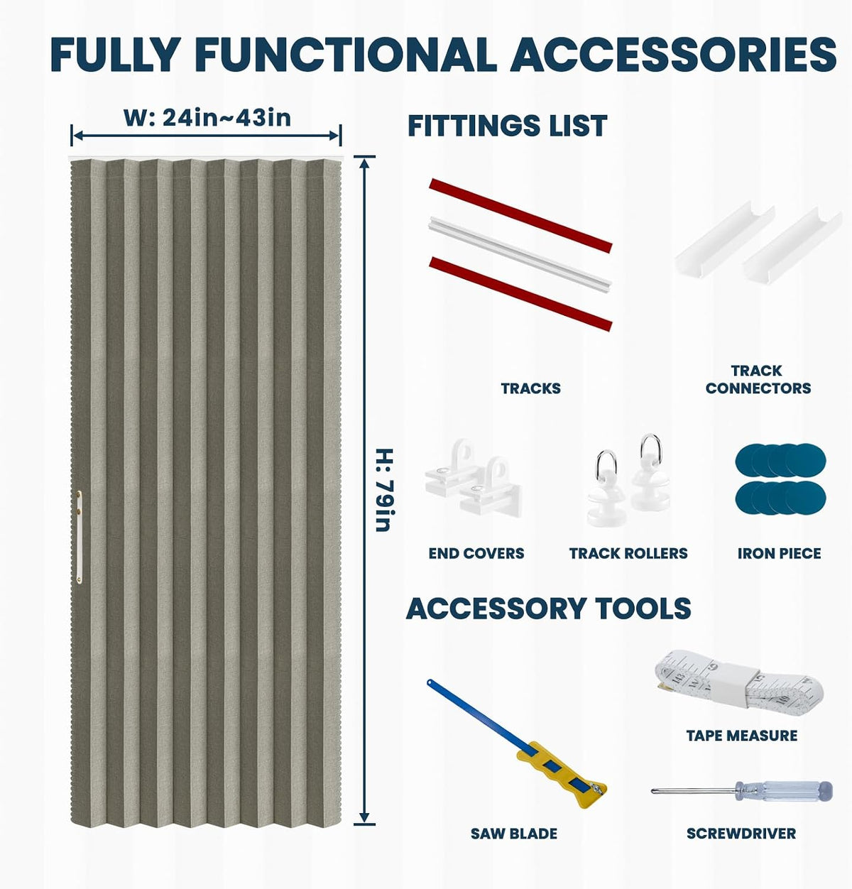 Magnetic Accordion Door Curtain - 100% Blackout Room Divider