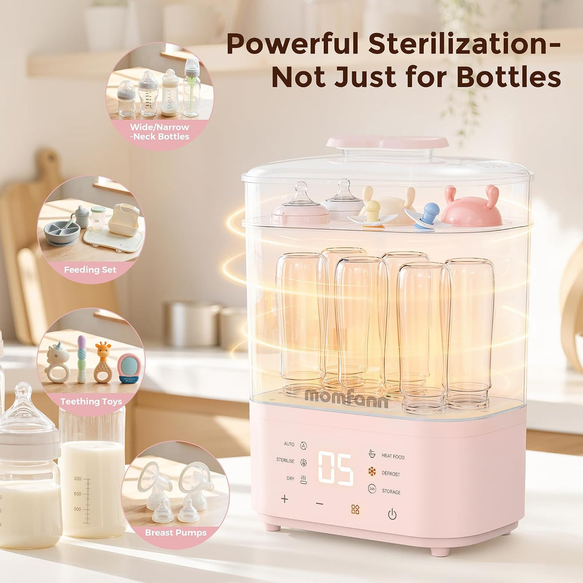 Baby Bottle Sterilizer and Dryer with UV Technology