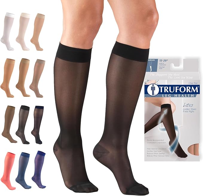 Sheer Compression Stockings 15-20 mmHg Knee High for Women