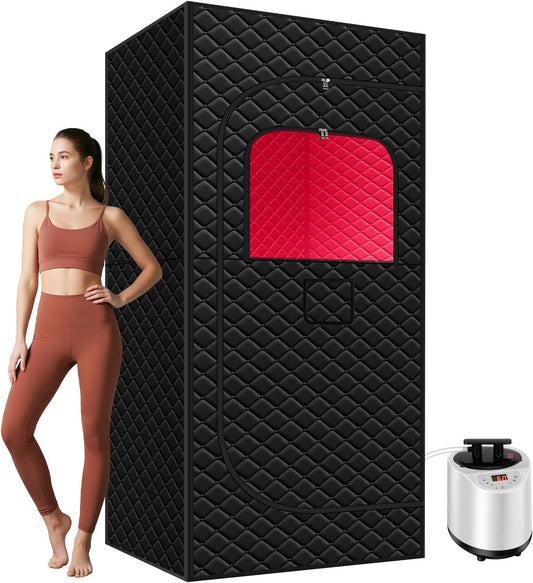 Portable Home Sauna with Red Light Therapy & Steam System
