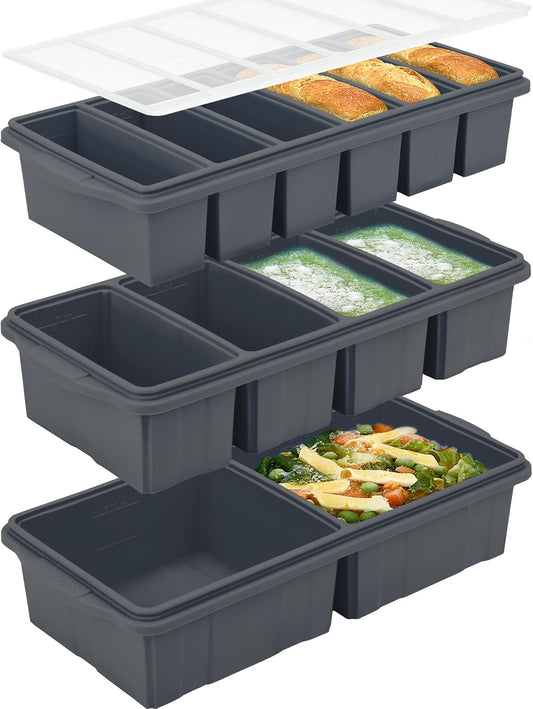 Silicone Freezer Tray with Lid - Multi-Portion Meal Prep