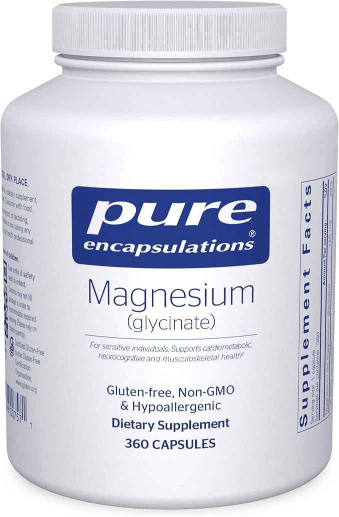Magnesium Glycinate Supplement - 90, 180, or 360 Capsules