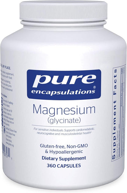 Magnesium Glycinate Supplement - 90, 180, or 360 Capsules