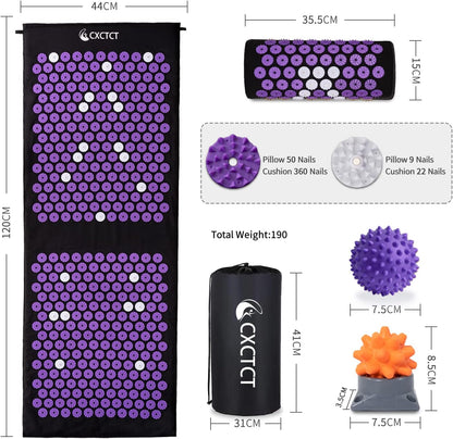 Acupressure Yoga Mat Set with Magnetic Pillow - Extra Long