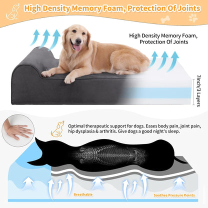 Premium Memory Foam Dog Bed - 7 Inch Orthopedic Support