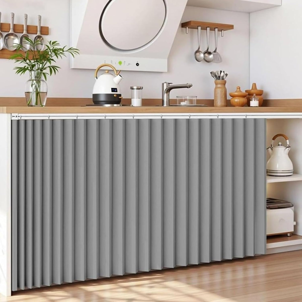 Magnetic Cabinet Curtain - No-Drill Under Sink Door Alternative