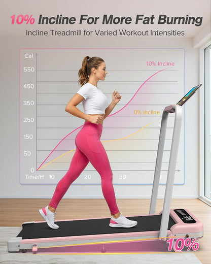 Incline Walking Pad with Handle Bar - 350 Lb Capacity