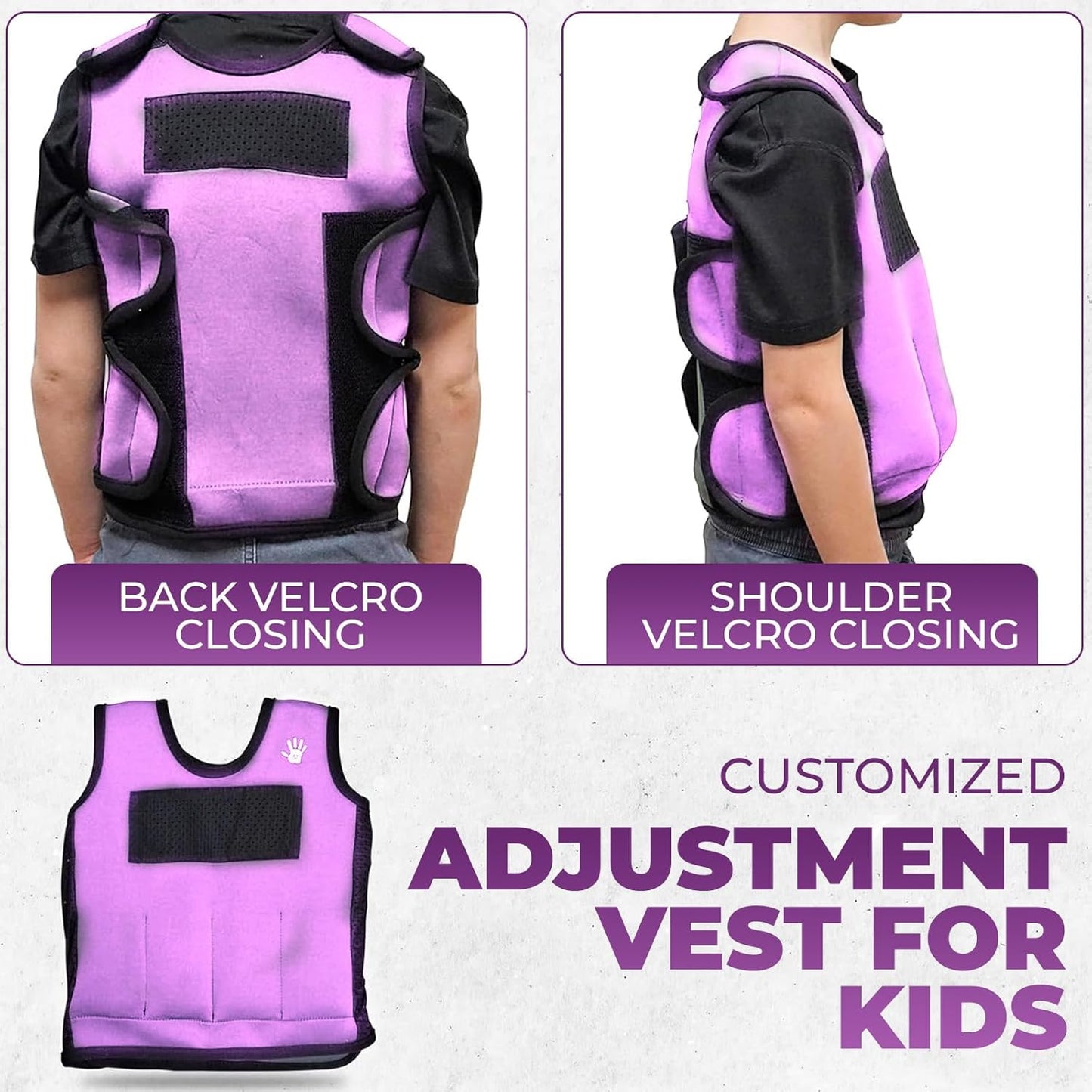 Kids Weighted Sensory Compression Vest - Calming Purple Design