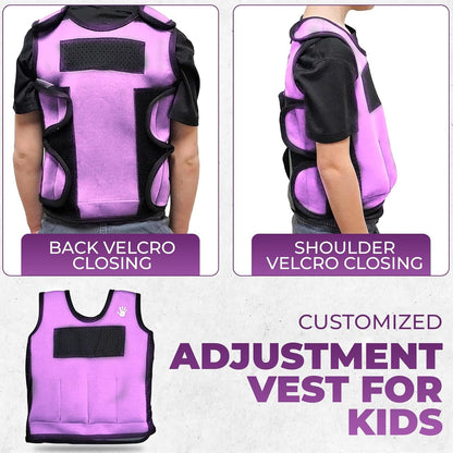Kids Weighted Sensory Compression Vest - Calming Purple Design