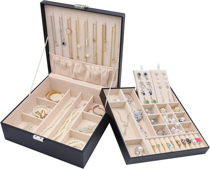 Premium Two-Layer Jewelry Organizer with Travel Lock
