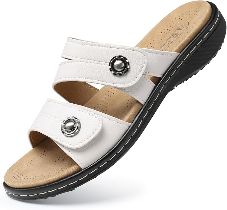 Women's Arch Support Sandals - Adjustable Wide Fit Flats