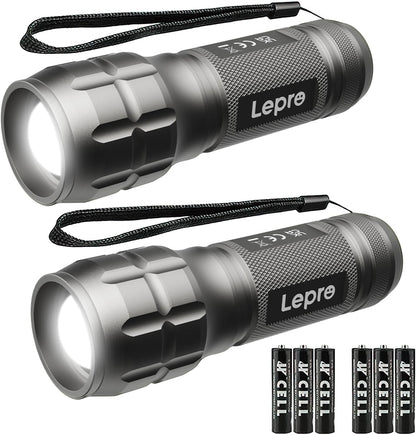 High Lumen Tactical Flashlight with Adjustable Focus & Batteries