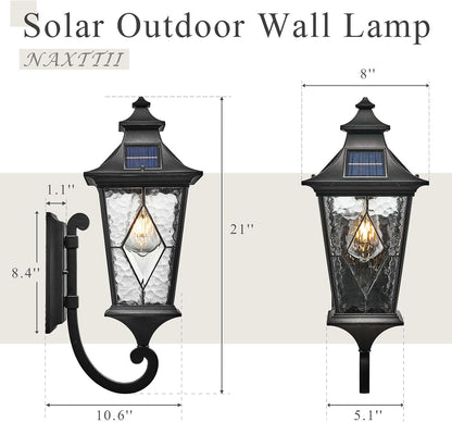 Solar Front Porch Light with Water Ripple Glass & Remote
