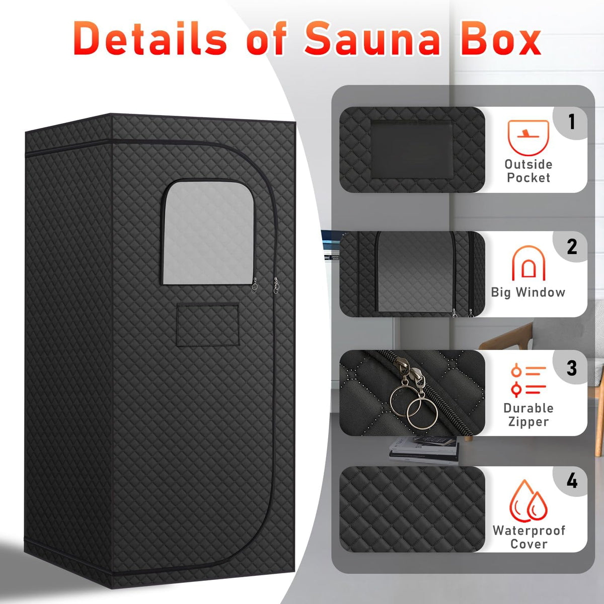 Portable Infrared Sauna with Red Light Therapy & Folding Chair