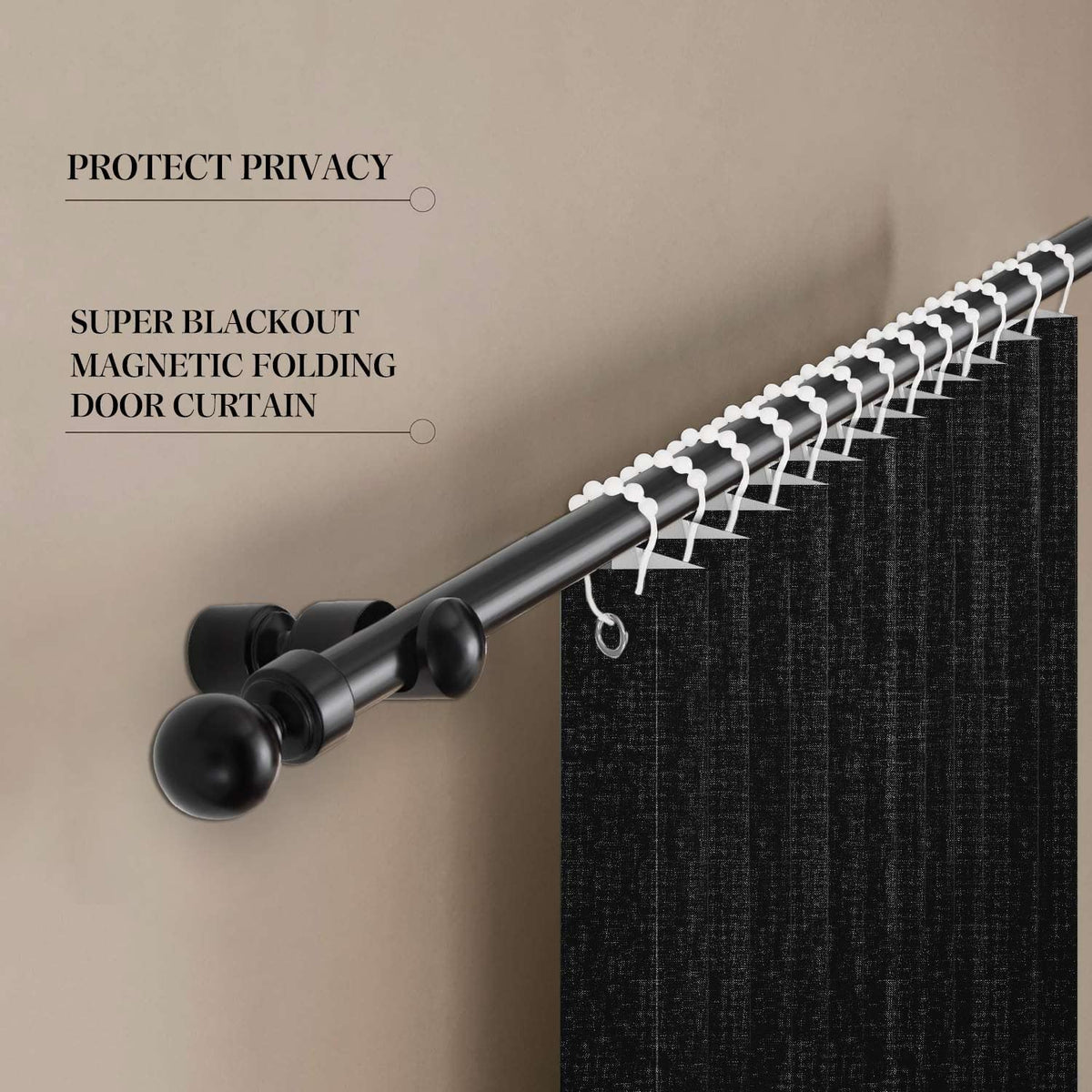100% Blackout Folding Door Curtain with Magnetic Closure