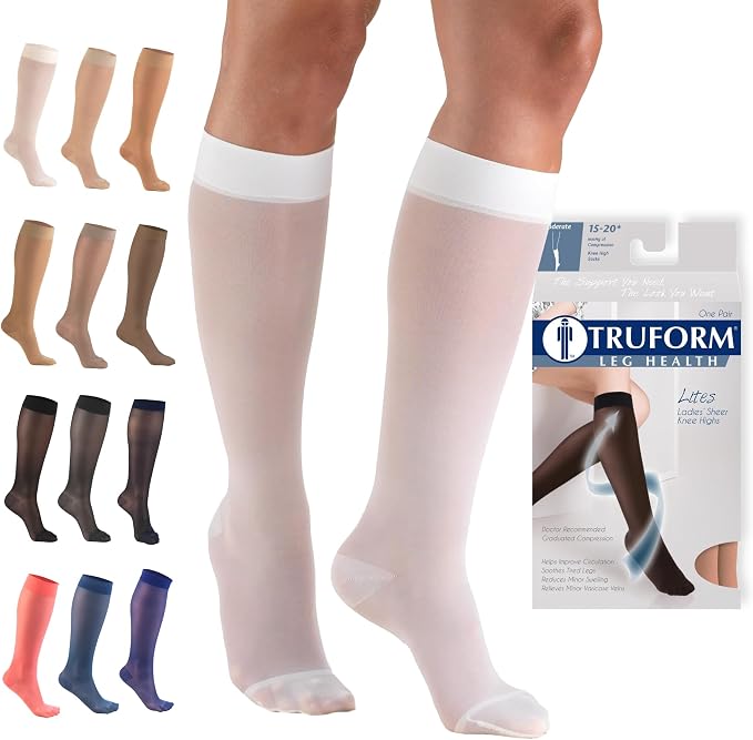 Sheer Compression Stockings 15-20 mmHg Knee High for Women