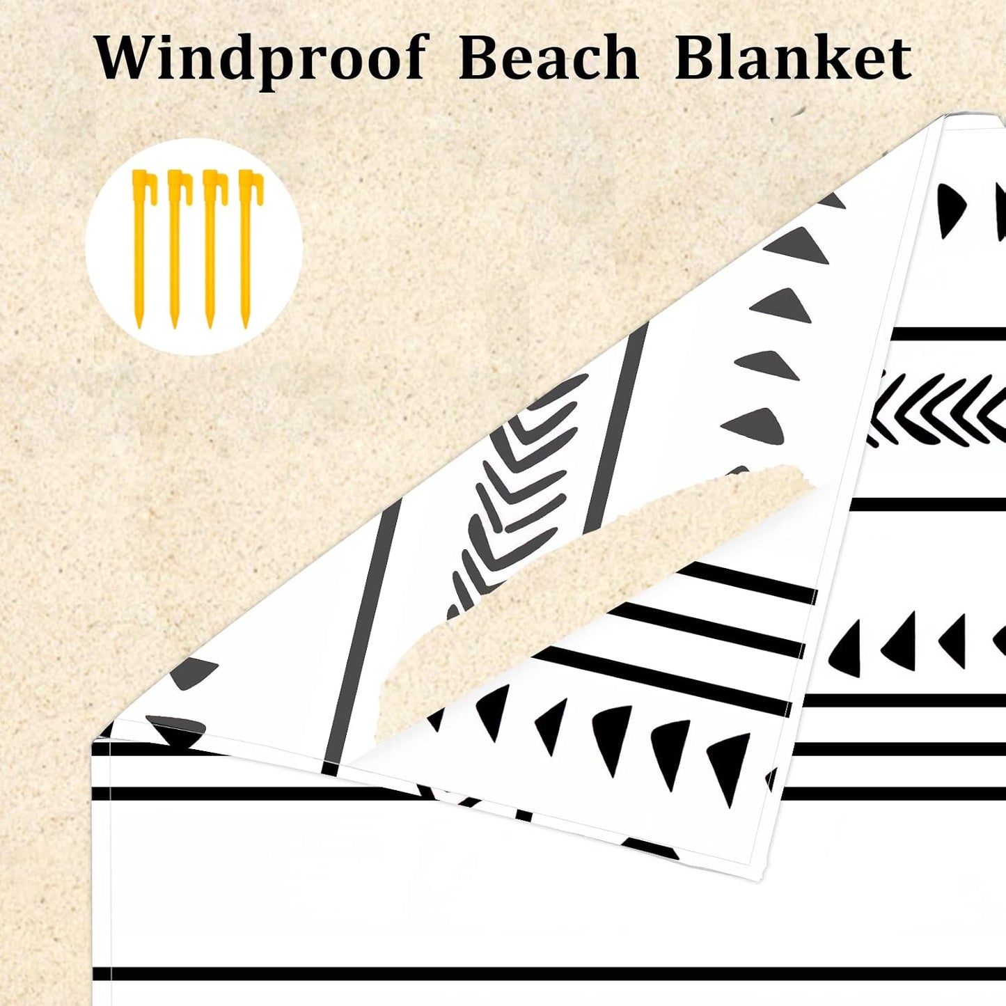 Extra Large Waterproof Sandproof Beach Blanket 110×118 inch