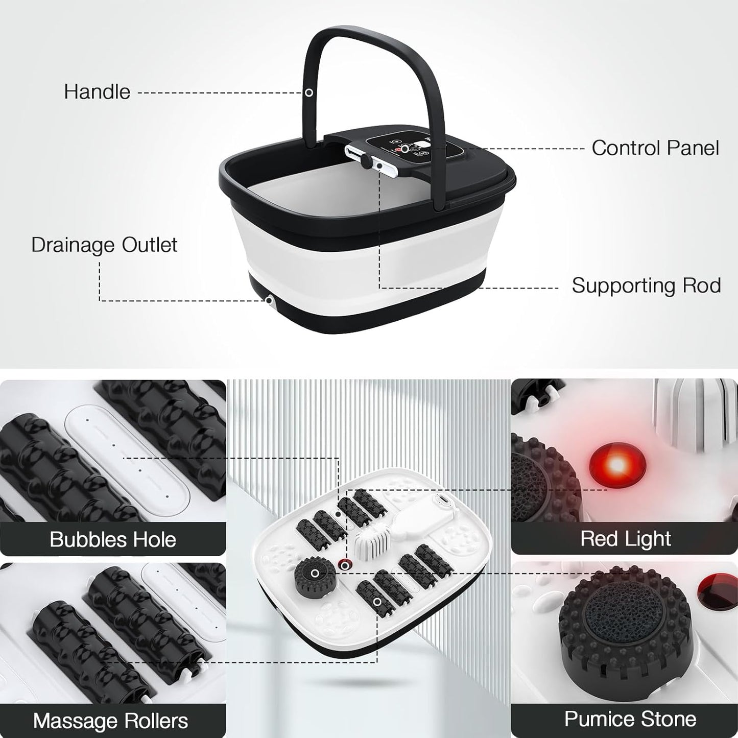 Collapsible Foot Spa with Heat, Bubble & Shiatsu Massage