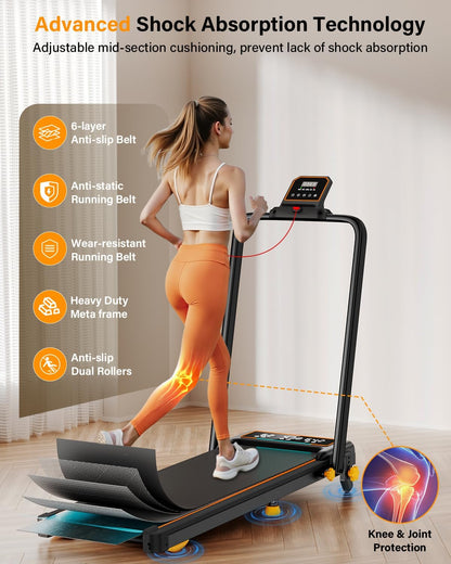 Folding Walking Pad Treadmill with Incline & LED Display