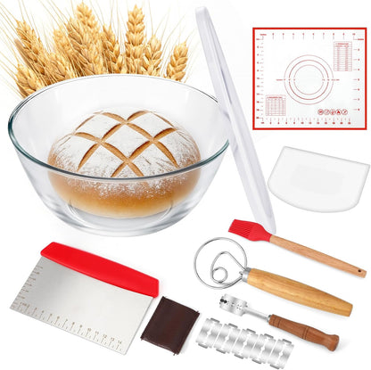 Premium Glass Mixing Bowl Set with Lids - 4.7 & 6.3 Quart