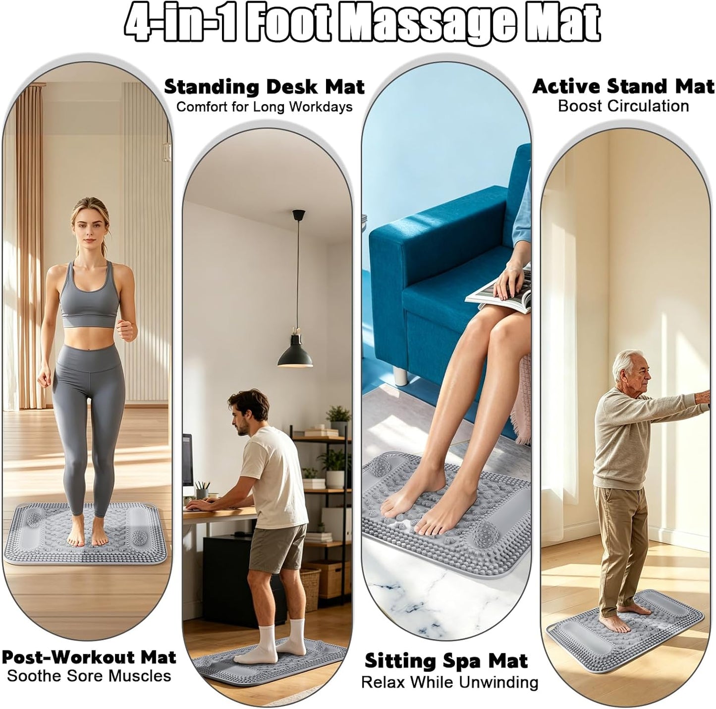 Silicone Foot Massage Mat with Acupressure Nodes & Massage Balls