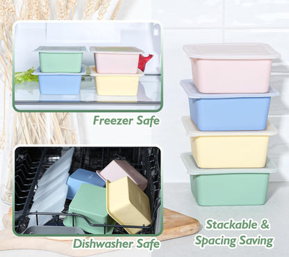 Silicone Freezer Trays with Lids – 2-Cup Portion Control 4-Pack