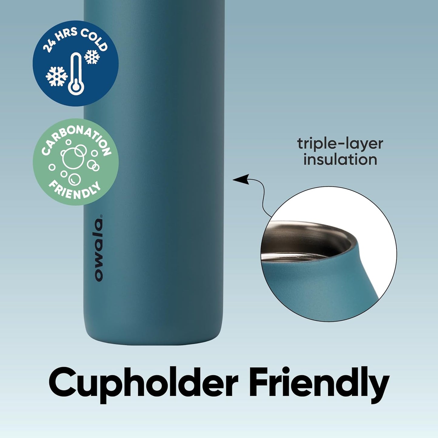 Insulated Stainless Steel Water Bottle with Straw - 24oz