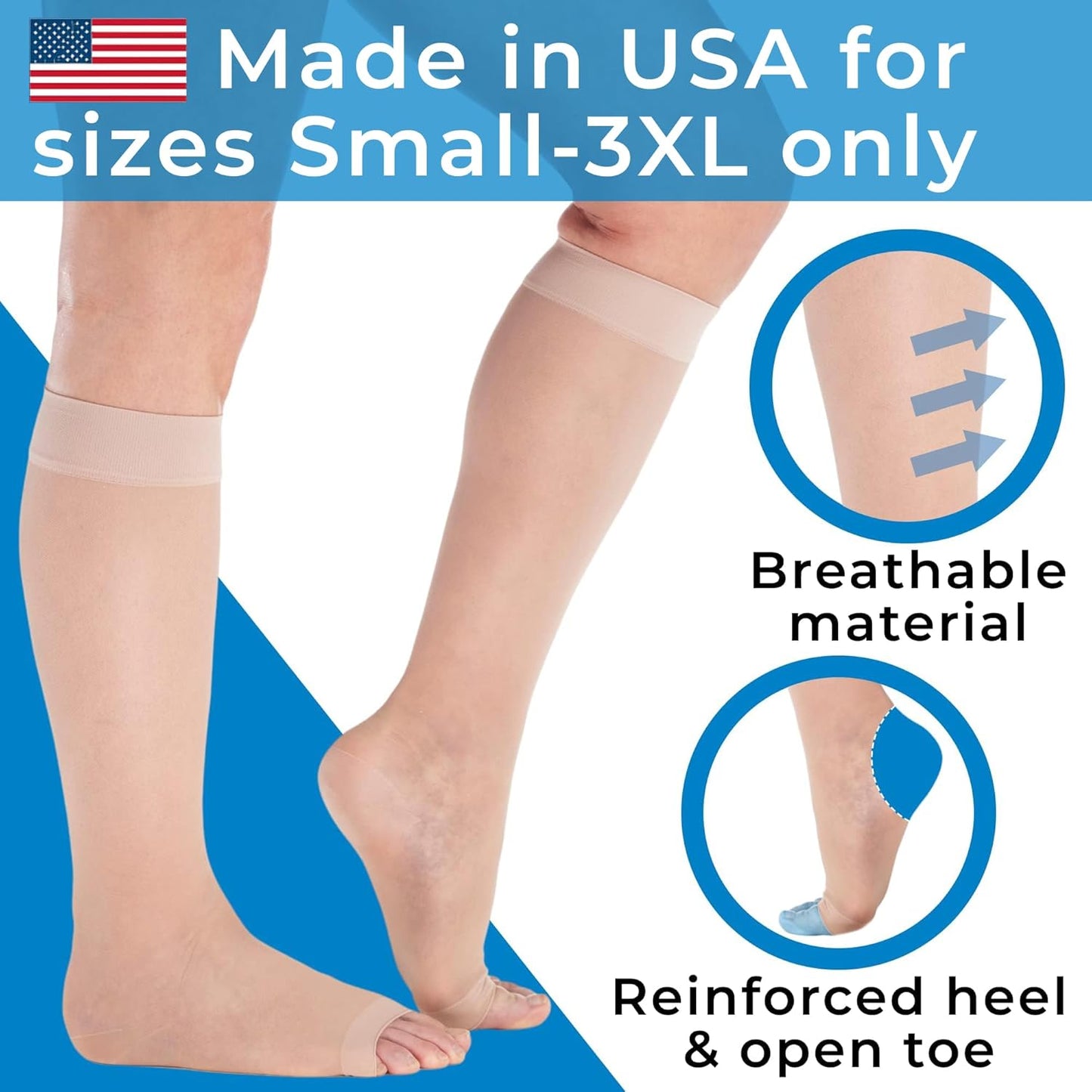 Women's Knee High Compression Socks 15-20mmHg | Made in USA