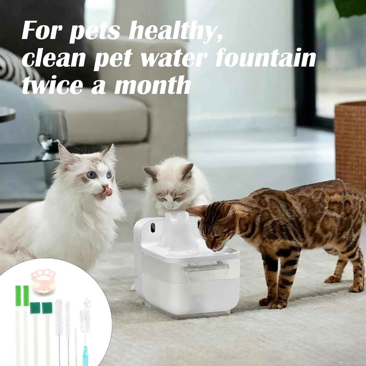 Pet Water Fountain Cleaning Kit - 9 Piece Brush & Sponge Set