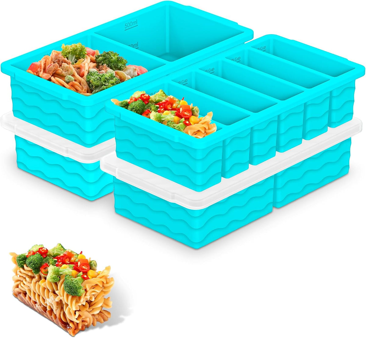 Silicone Freezer Trays with Lid - 3-Pack Soup Storage Molds