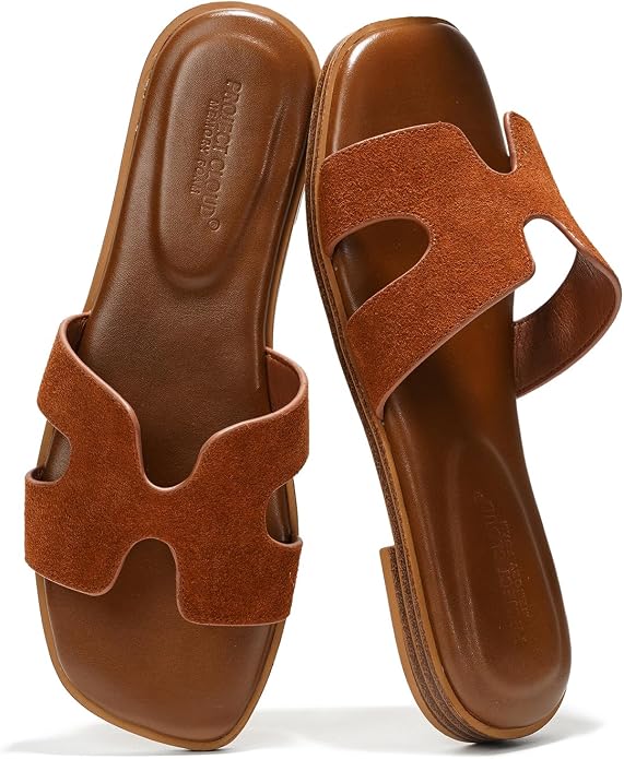 Genuine Leather Sandals with Memory Foam Insole for Women