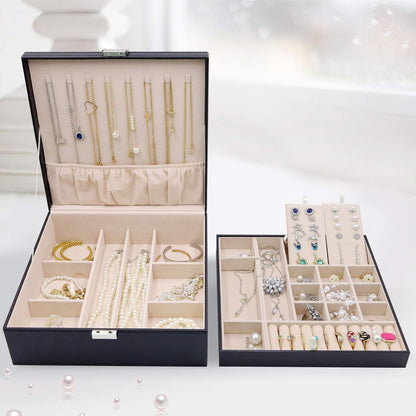 Premium Two-Layer Jewelry Organizer with Travel Lock