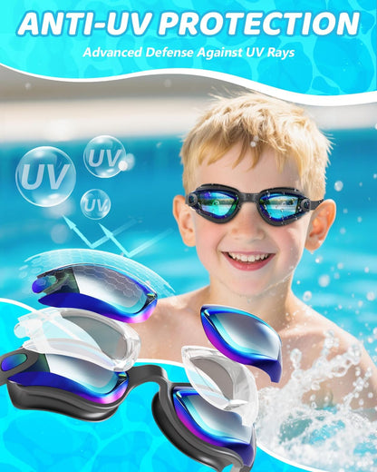 Premium Kids Swim Goggles with Anti-Fog & UV Protection