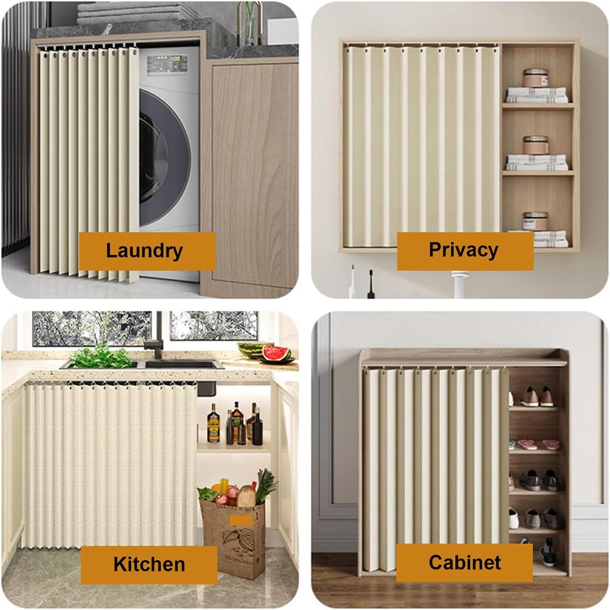 Magnetic Cabinet Curtain | Under Sink & Closet Privacy Cover
