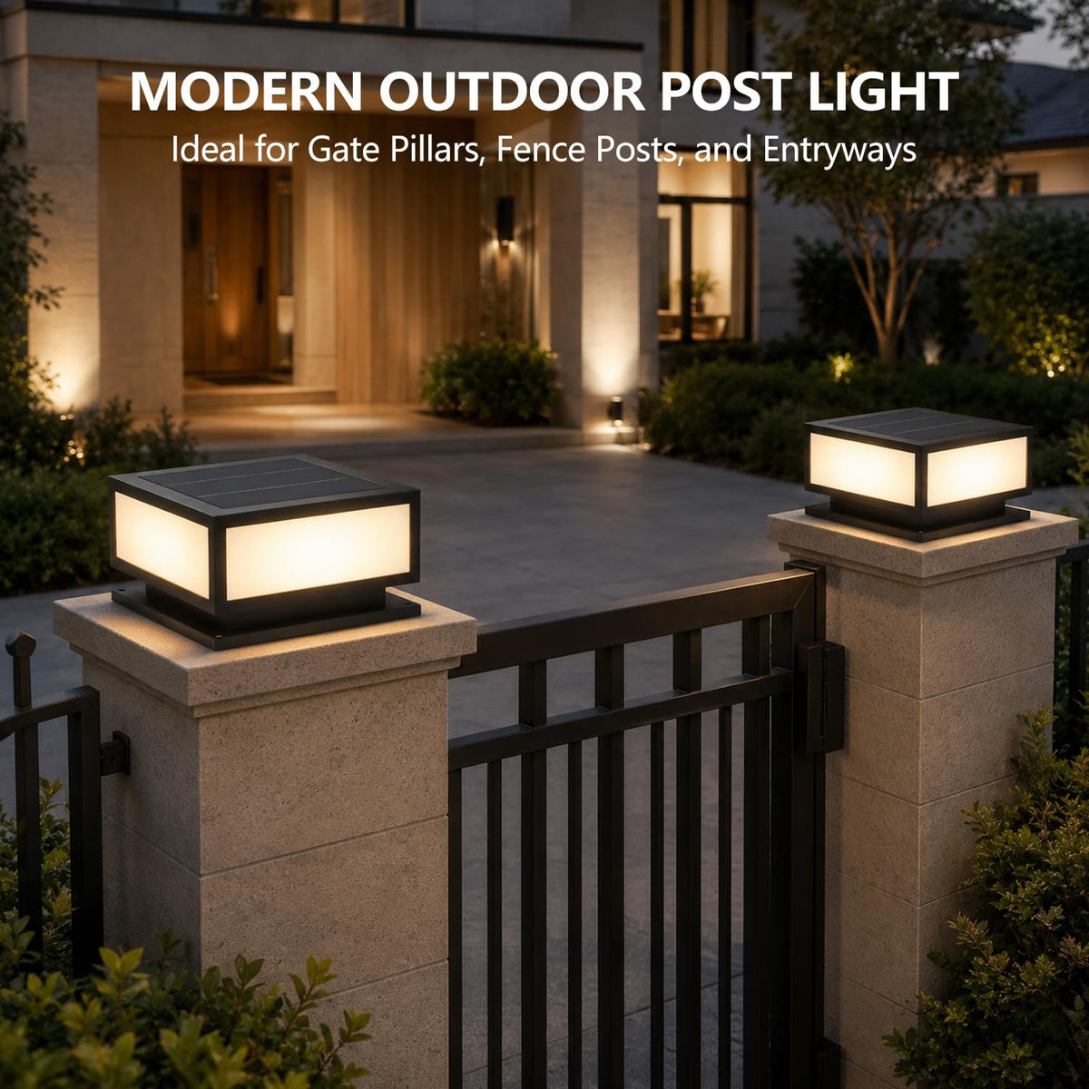 Solar Outdoor Column Lights - Modern Post Cap Lanterns IP65