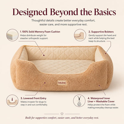 Cooling Orthopedic Memory Foam Dog Bed - Washable Cover