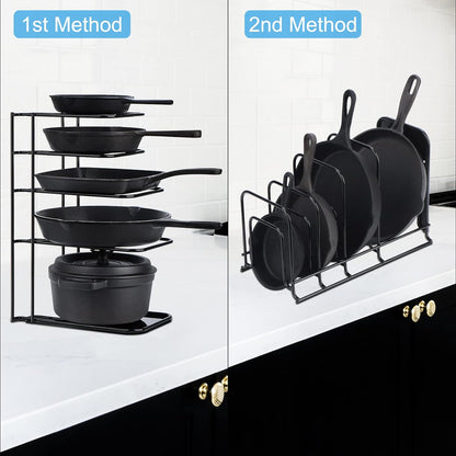 Heavy Duty 5-Tier Pan Organizer Rack for Cast Iron Skillets