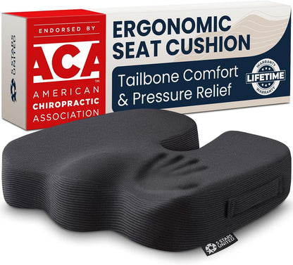 Memory Foam Seat Cushion - Ergonomic Chair Support Pad