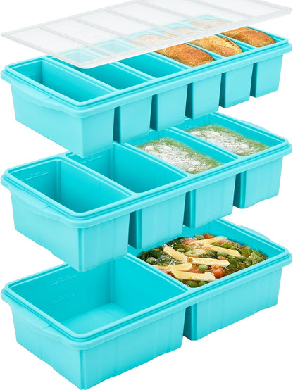 Silicone Freezer Tray with Lid - Multi-Portion Meal Prep