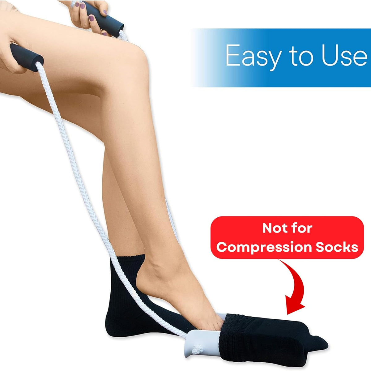 Deluxe Sock Aid with Foam Handles for Easy Dressing