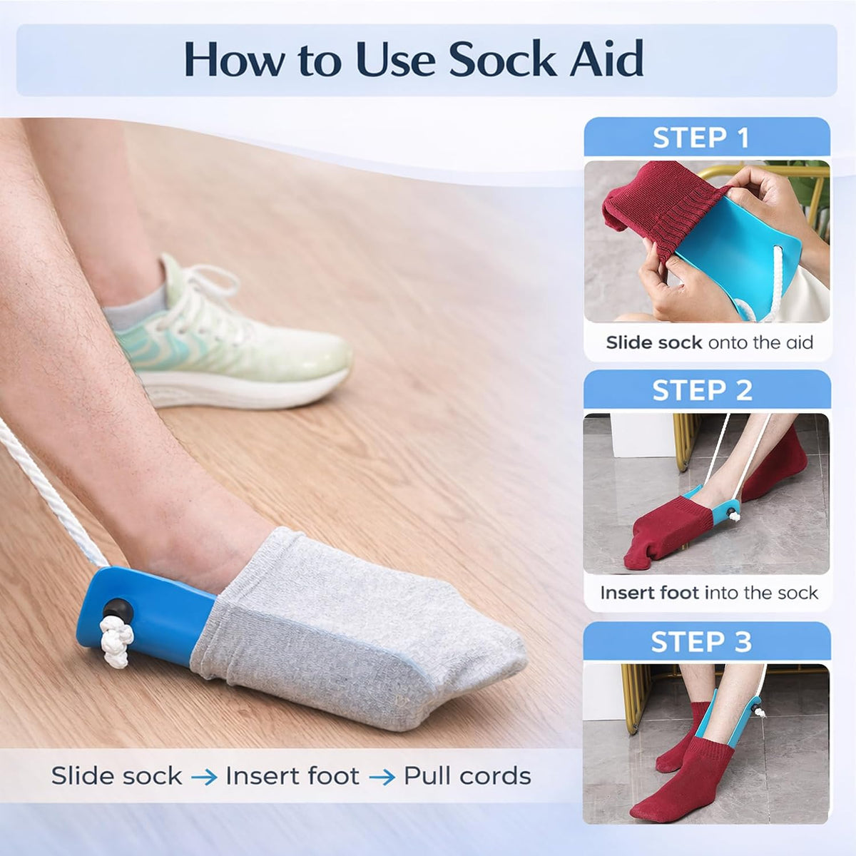 4-in-1 Sock Aid Kit with Remover, Leg Lifter & Car Handle