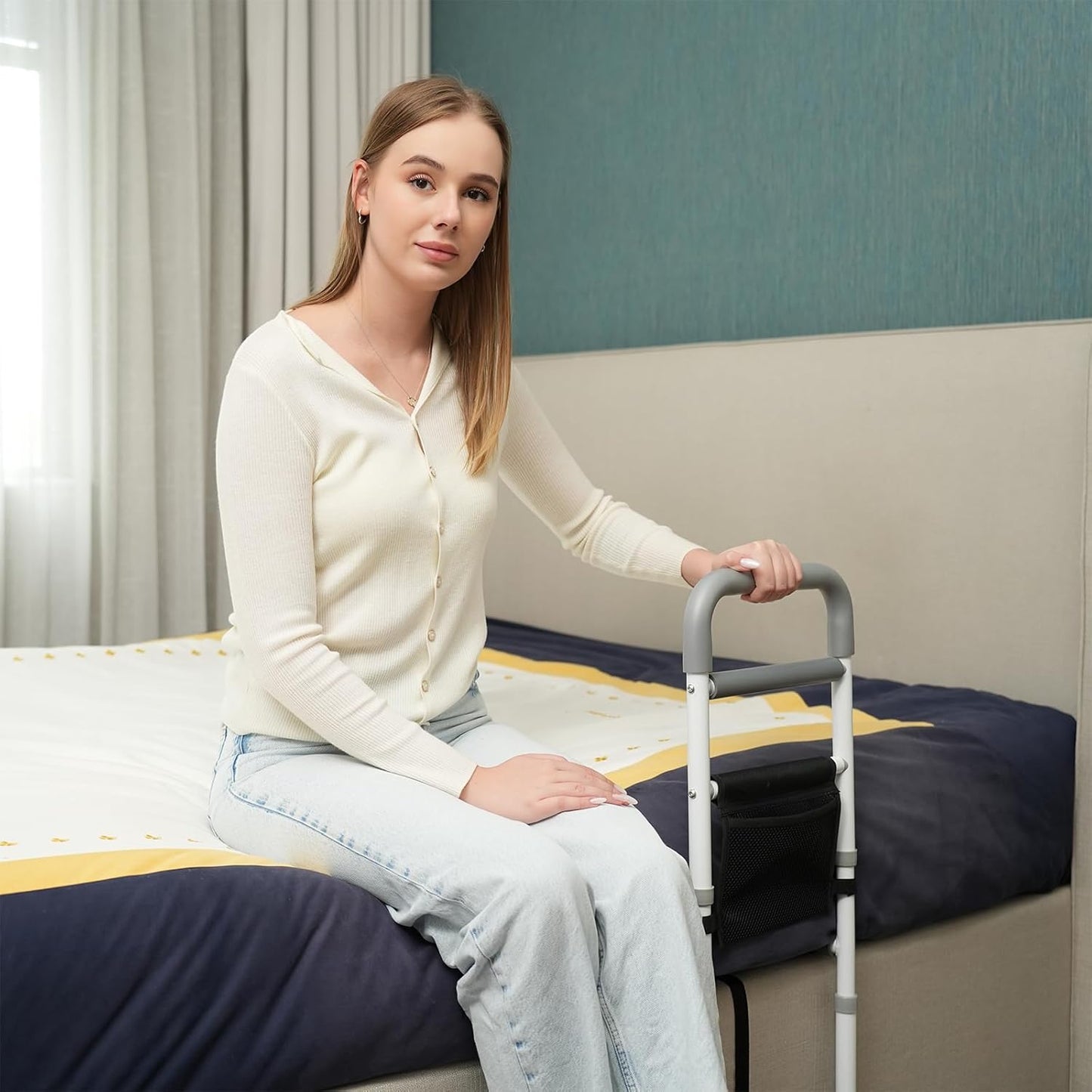 Bed Rails with Support Legs for Enhanced Bedside Stability