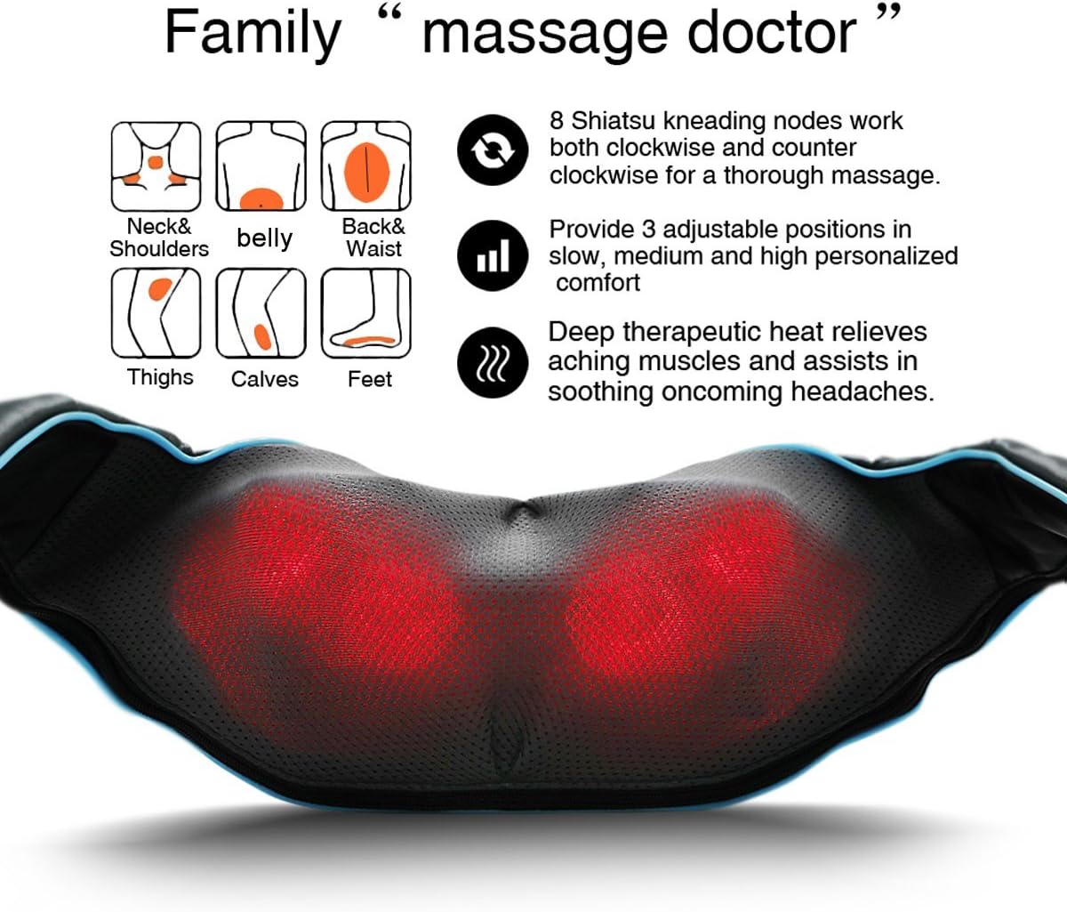 4D Shiatsu Neck & Shoulder Massager with Heat | Electric