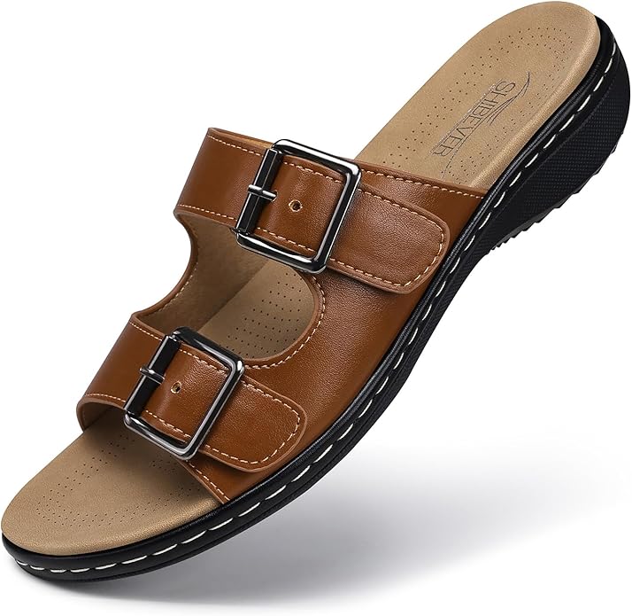 Women's Arch Support Sandals - Adjustable Wide Fit Flats