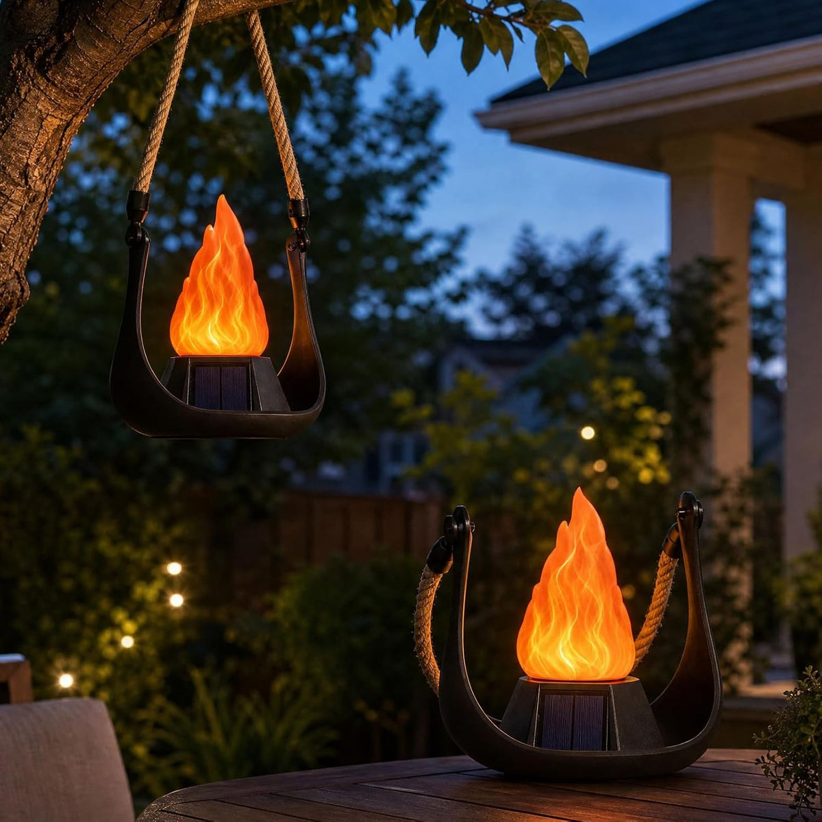 Volcanic Solar Flame Lanterns - Outdoor Decorative Lights 2-Pack
