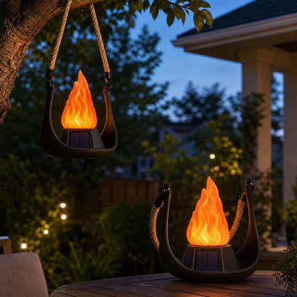 Volcanic Solar Flame Lanterns - Outdoor Decorative Lights 2-Pack
