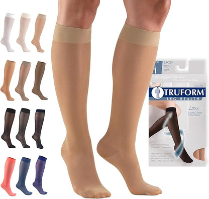 Sheer Compression Stockings 15-20 mmHg Knee High for Women